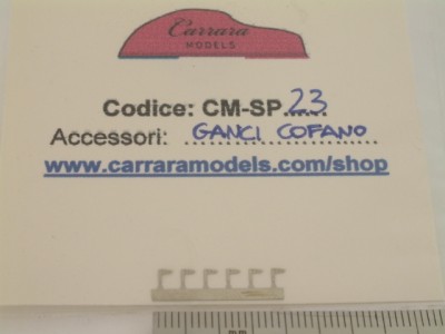 CM-SP23 set 6 pz ganci cofano in fotoincisione tipo ferrari - scala 1:43